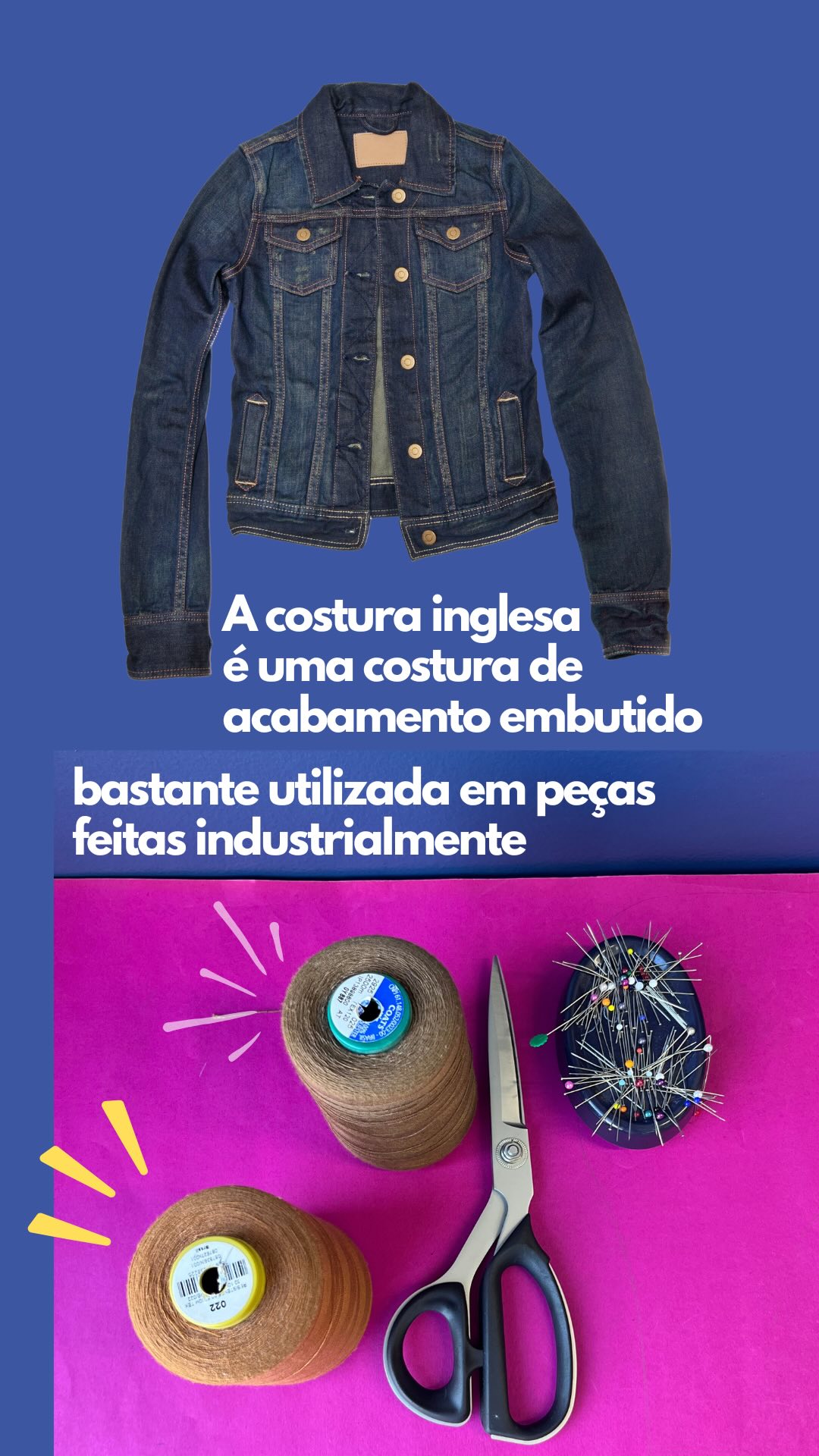 Existem várias maneiras de fazer a costura inglesa, e nessa você não precisa cortar o tecido, sendo mais prática sua execução. ✂️

Lembre-se:

1- a margem de costura adicionada ao molde será sempre de 1.5 cm.
2- a primeira costura utiliza apenas 0,5 cm, sobrepondo um tecido ao outro.
3- os pespontos finais tem 1cm de distância, consumindo o valor de costura adicionado ao molde :)

A agulha adequada é a tamanho 16. E o uso do ferro, essencial. 🔥

Bom trabalho,
Patricia C

#processocriativo #modelagem #fy